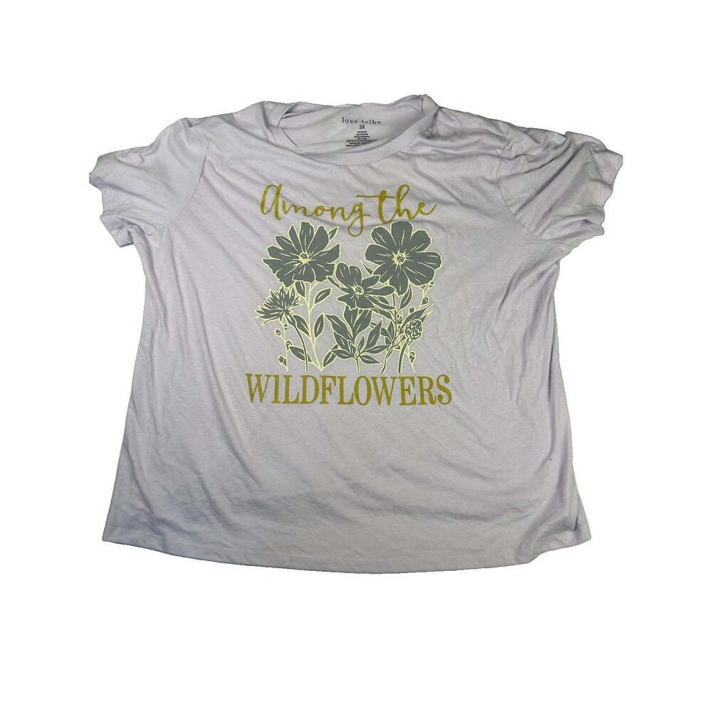Love Tribe T-Shirt 3X NWT Lavender Fog "Among The Wildflowers" Floral